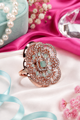 Mint blossom rose gold adjustable ring 1