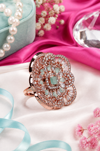 Mint blossom rose gold adjustable ring
