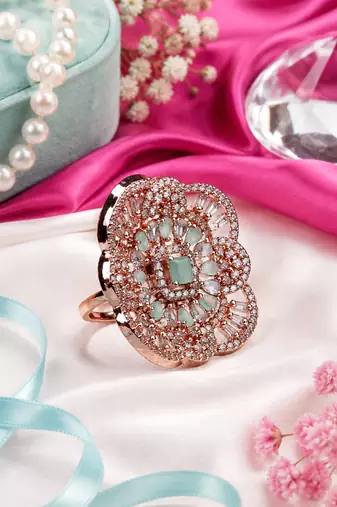 Mint blossom rose gold adjustable ring
