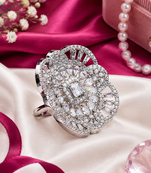 Diamond aura ad statement adjustable ring