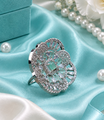Mint luxe rhodium adjustable ring