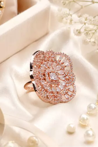 Rose Royale Crystal Bloom Adjustable Ring