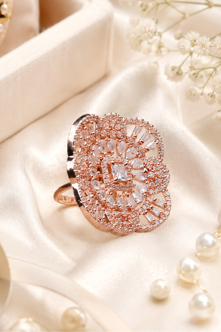 Rose Royale Crystal Bloom Adjustable Ring