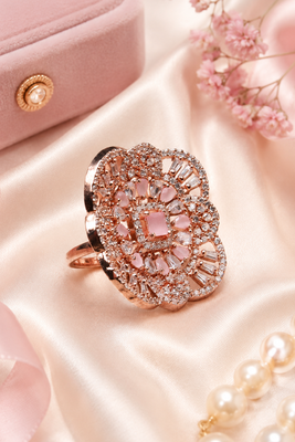 Blush royale floral cocktail adjustable ring 2