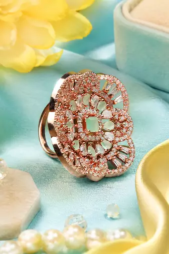 Mint blossom rose gold adjustable ring