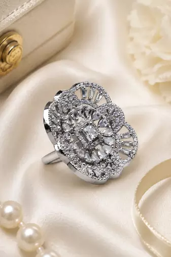 Diamond aura ad statement adjustable ring