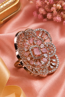 Blush royale floral cocktail adjustable ring 3