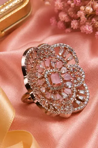 Blush royale floral cocktail adjustable ring