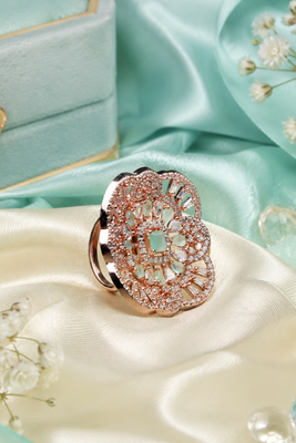 Mint blossom rose gold adjustable ring 3