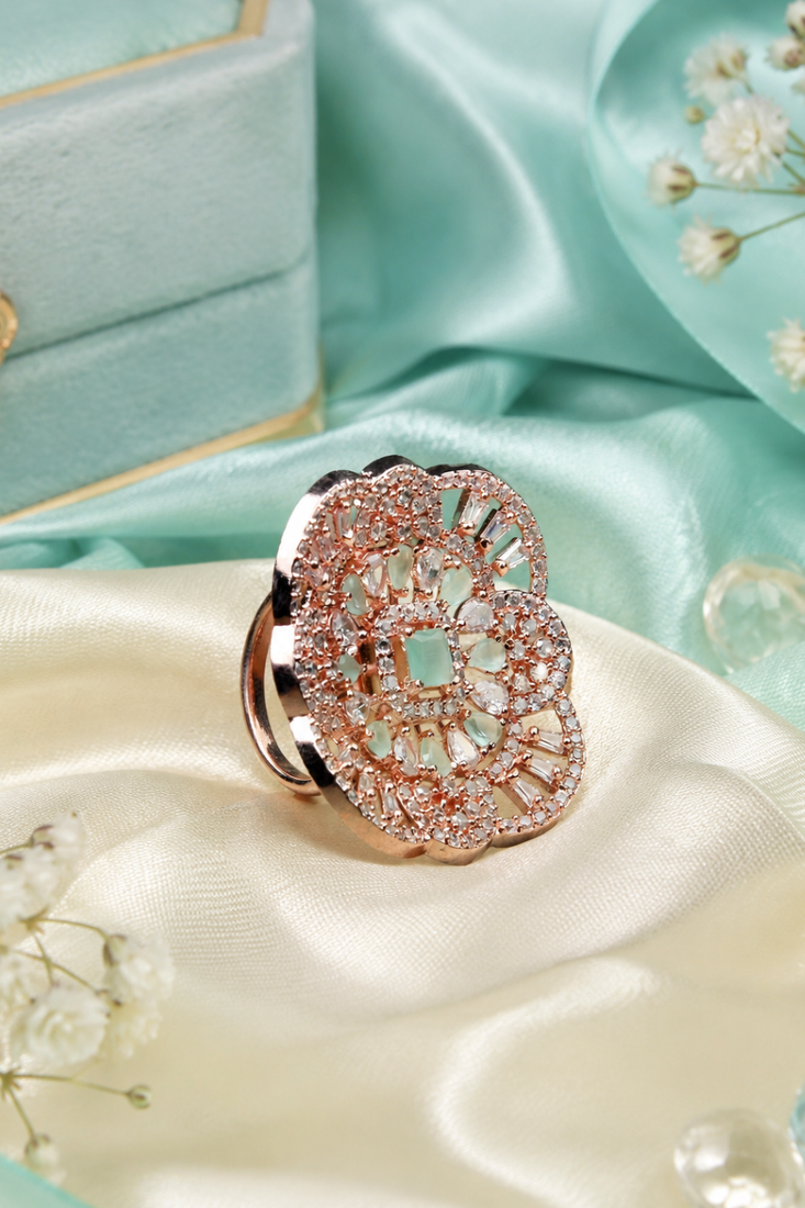 Mint blossom rose gold adjustable ring
