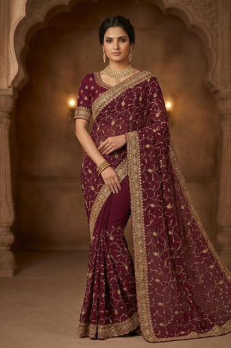 fancy designer weddind wear havey saree