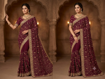 fancy designer weddind wear havey saree 4