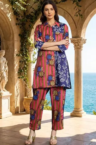 Women Floral Printed Regular Pure Cotton Kurta with Trousers