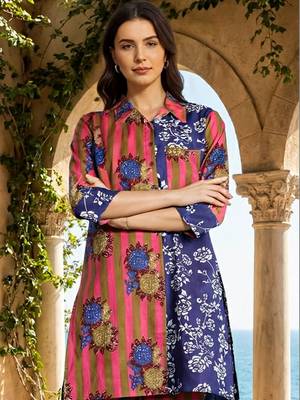 Women Floral Printed Regular Pure Cotton Kurta with Trousers 2