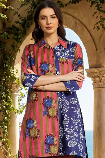 Women Floral Printed Regular Pure Cotton Kurta with Trousers