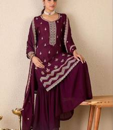 Women Ethnic Motifs Embroidered Regular Thread Work Kurta with Sharara & With Dupatta