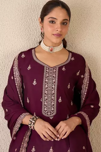 Women Ethnic Motifs Embroidered Regular Thread Work Kurta with Sharara & With Dupatta