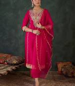 Women Ethnic Motifs Embroidered Regular Kurta with Trousers & With Dupatta