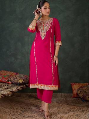 Women Ethnic Motifs Embroidered Regular Kurta with Trousers & With Dupatta 6