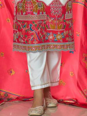 Women Ethnic Motifs Printed Regular Thread Work Kurta with Trousers & With Dupatta 6