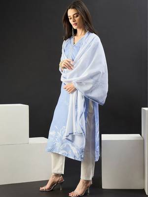 Women Floral Printed Regular Linen Kurta with Trousers & With Dupatta 7