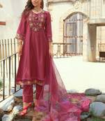 Women Floral Embroidered Regular Thread Work Kurta with Trousers & With Dupatta