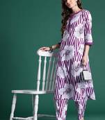 Women Floral Printed Regular Sequinned Pure Cotton Kurta with Trousers