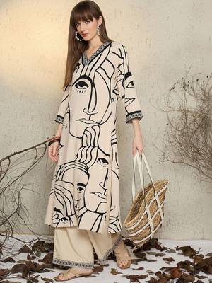 Women Printed Regular Kurta with Palazzos 1