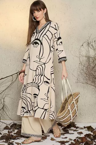Women Printed Regular Kurta with Palazzos