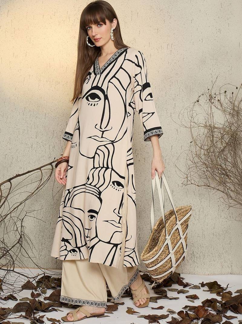 Women Printed Regular Kurta with Palazzos