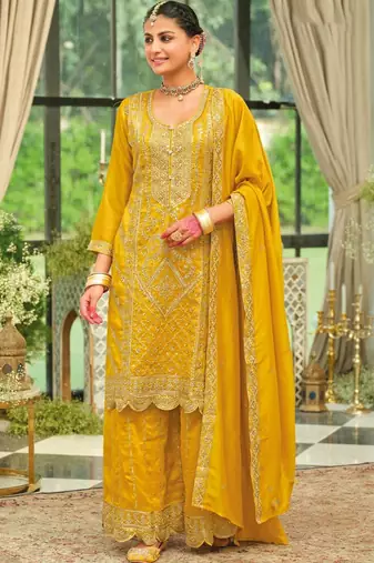 Women Ethnic Motifs Embroidered Kurta with Palazzos & Dupatta