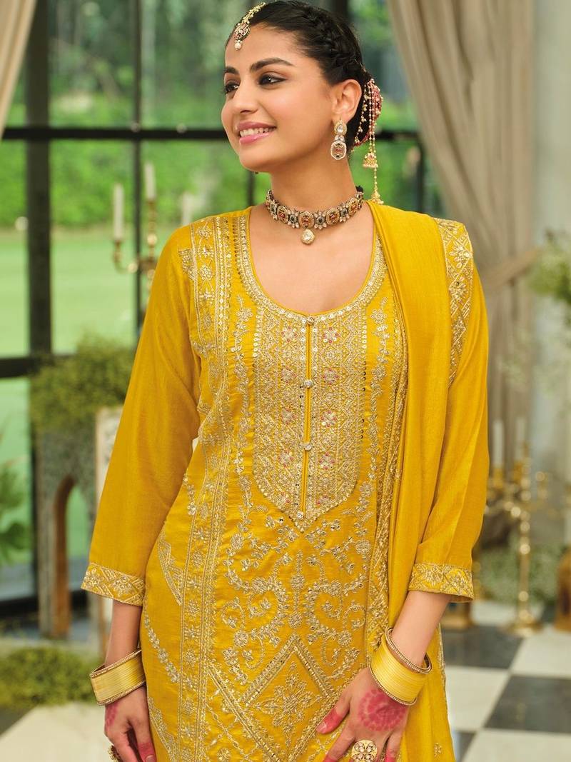 Women Ethnic Motifs Embroidered Kurta with Palazzos & Dupatta