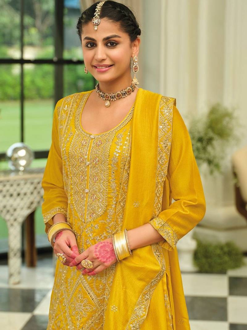 Women Ethnic Motifs Embroidered Kurta with Palazzos & Dupatta