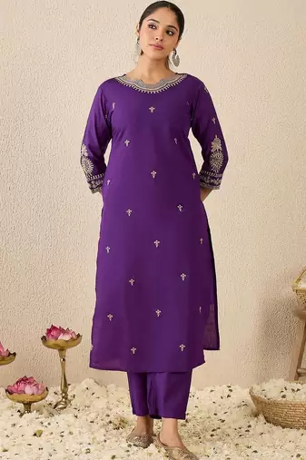 Women Ethnic Motifs Embroidered Regular Thread Work Kurta with Trousers & With Dupatta