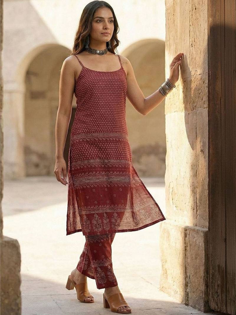 Women Ethnic Motifs Printed Regular Pure Cotton Kurta with Trousers