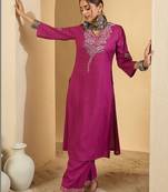 Women Ethnic Motifs Embroidered Regular Thread Work Kurta with Trousers