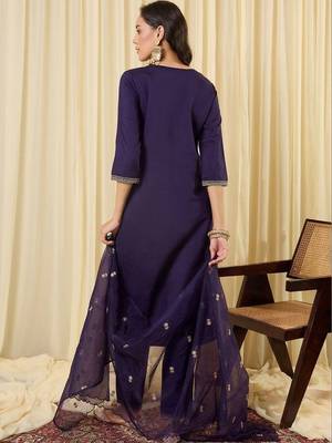 Women Ethnic Motifs Embroidered Regular Thread Work Kurta with Trousers & With Dupatta 7