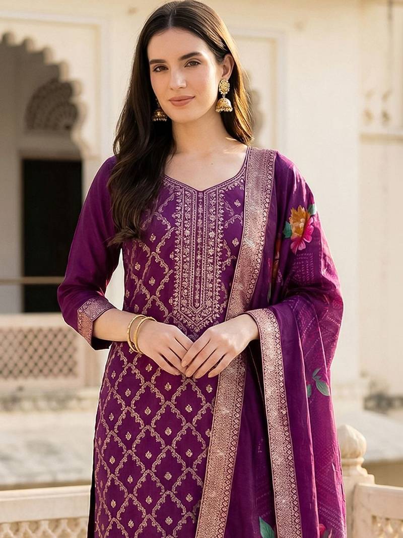 Women Regular Kurta with Trousers & With Dupatta