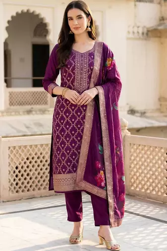 Women Regular Kurta with Trousers & With Dupatta