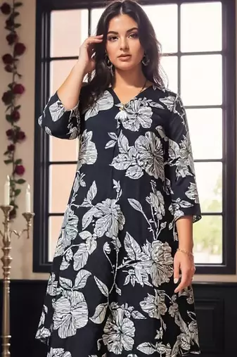 Women Floral Printed Regular Pure Cotton Kurta with Trousers