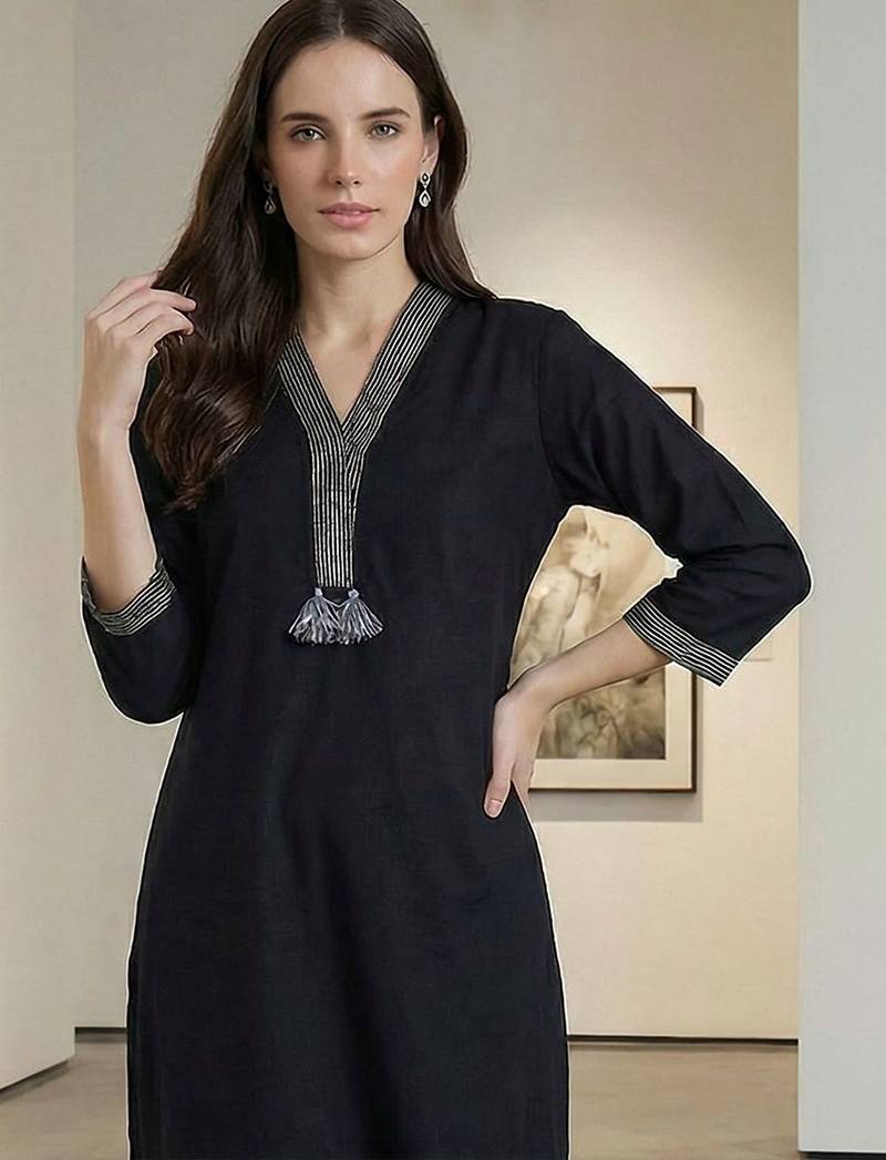 Women Striped Regular Thread Work Kurta with Trousers