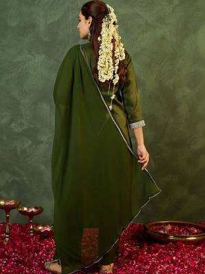 Women Ethnic Motifs Embroidered Regular Thread Work Kurta with Trousers & With Dupatta 7