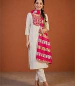 Embroidered Simar Straight Kurta Pant and Dupatta Set