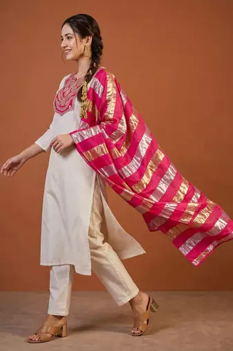 Embroidered Simar Straight Kurta Pant and Dupatta Set