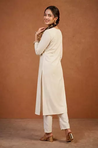 Embroidered Simar Straight Kurta Pant and Dupatta Set