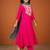 Embroidered Gold Silk Flared Anarkali Pant and Dupatta Set