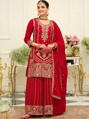 Women Ethnic Motifs Embroidered Regular Kurta with Palazzos & With Dupatta 1