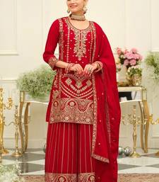 Women Ethnic Motifs Embroidered Regular Kurta with Palazzos & With Dupatta