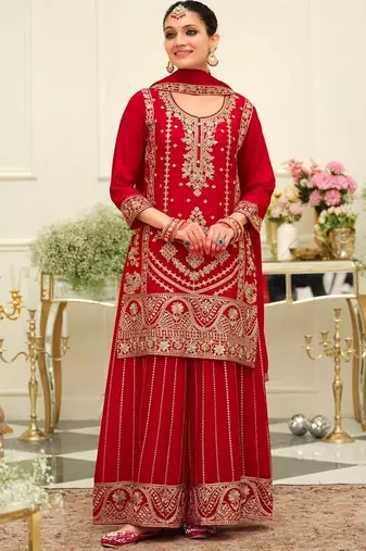 Women Ethnic Motifs Embroidered Regular Kurta with Palazzos & With Dupatta