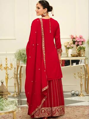 Women Ethnic Motifs Embroidered Regular Kurta with Palazzos & With Dupatta 4